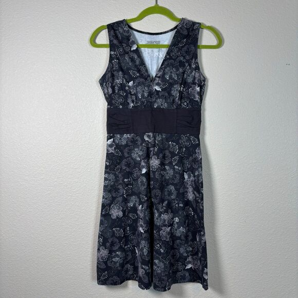 Patagonia Women’s Sleeveless Floral Dress XS – Black Gray Fit & Flare Style - Picture 1 of 7